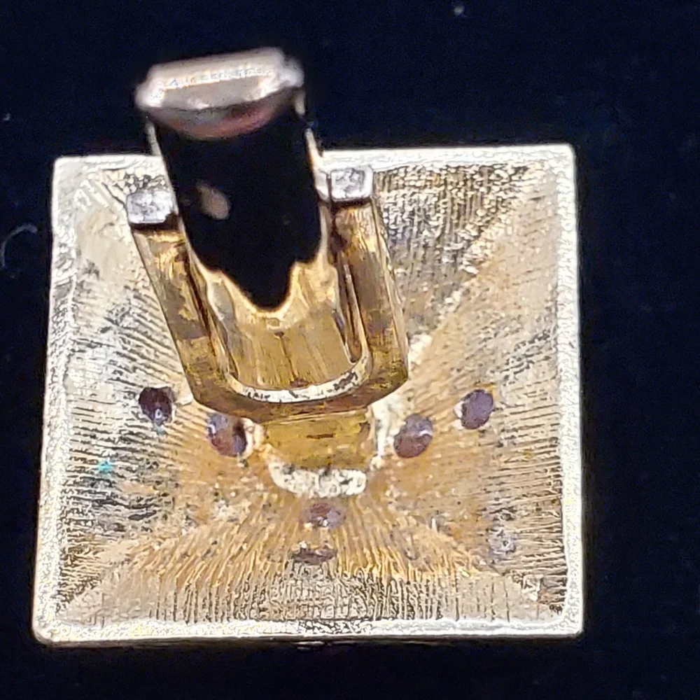 MCM Sterling Purple Cat's Eye Domed Cufflinks Elegant Gold Plated 1960's 70's